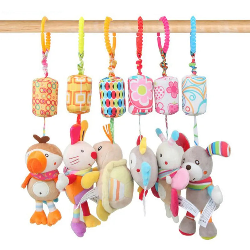 Baby Sensory Hanging Rattles Soft Learning Toy Plush Animals Stroller Infant Car Bed Crib with Teether for Bebe Babies Toddlers