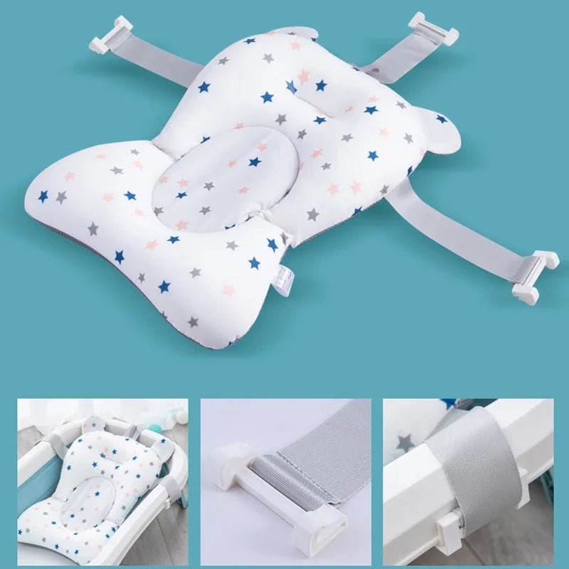 Baby Bath Seat Support Mat Foldable Baby Bath Tub Pad & Chair Newborn Bathtub Pillow Infant Anti-Slip Soft Comfort Body Cushion - Au Plaisir des Bebes